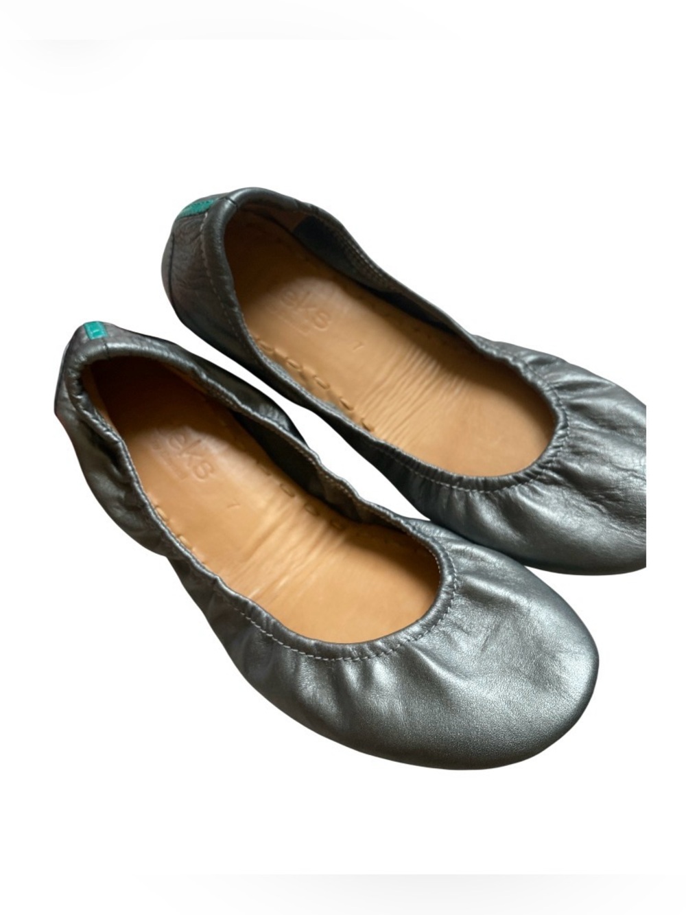 Tieks METALLIC PEWTER Size 7 Foldable Ballet Flats Leather used once - Picture 10 of 14